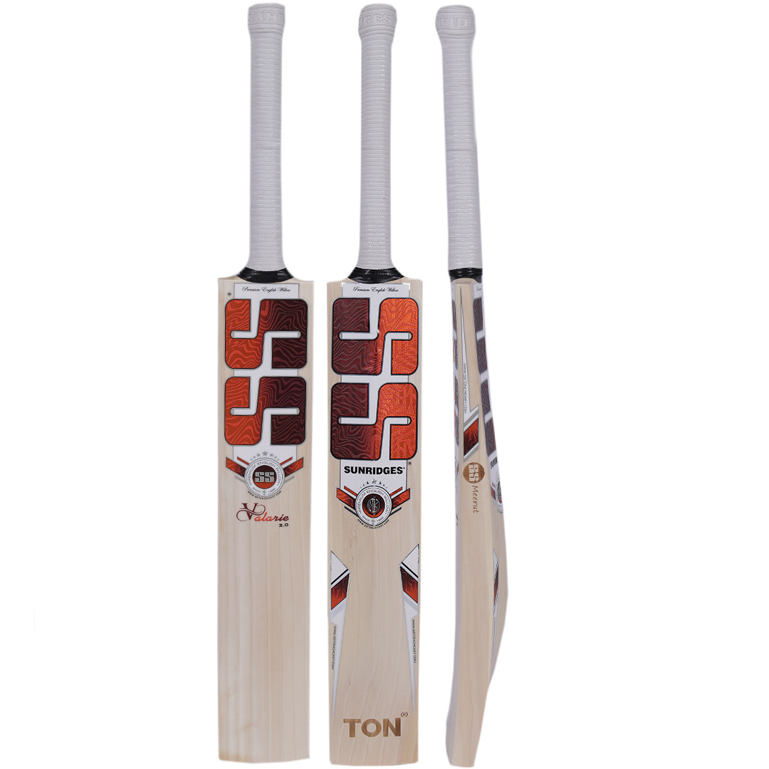 SS Valarie 3.0 English willow cricket bat short handle front and side view