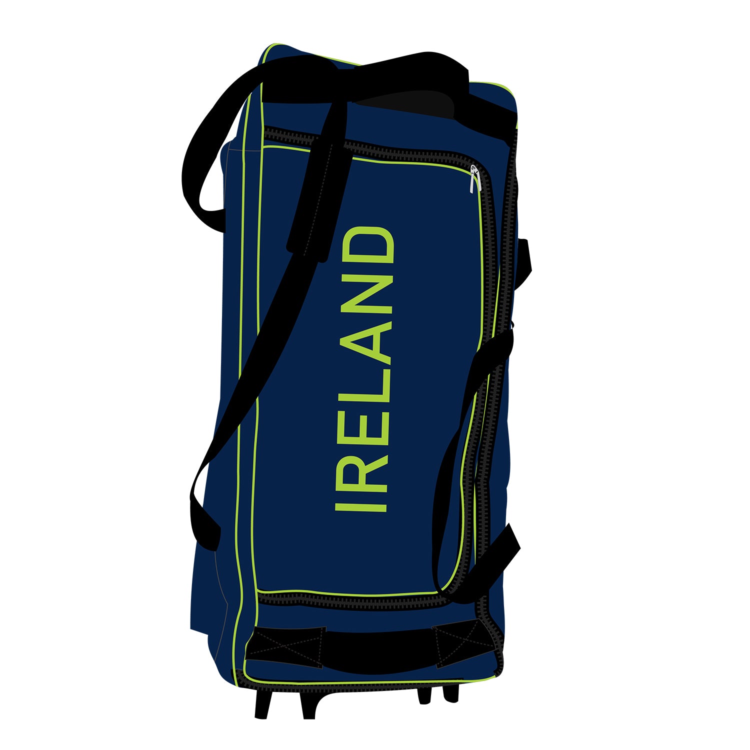 VCAI Over 40’s navy and lime green wheeled cricket kitbag