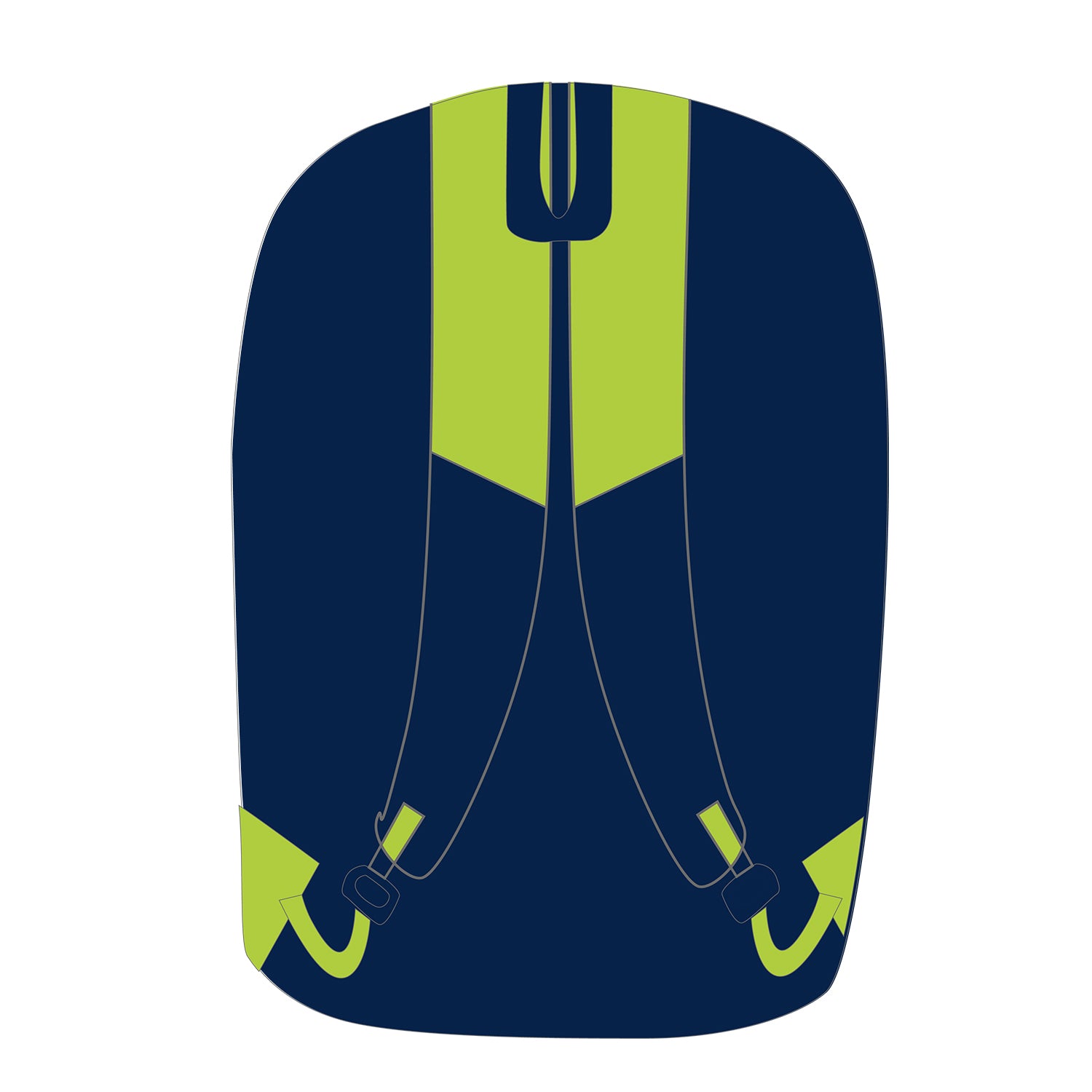 VCAI Over 40’s navy backpack with lime green rear detailing