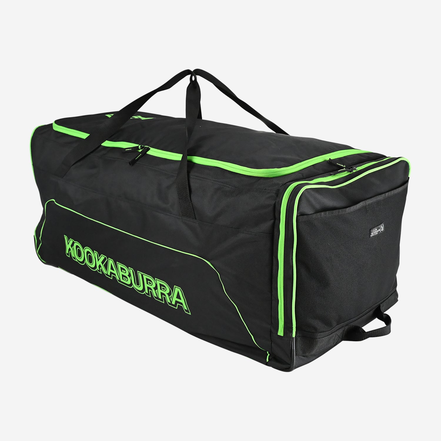Kookaburra team wheelie cricket bag black green large storage gear bag