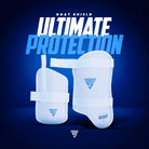Versant GOAT Thigh Pad White with DTO Tech Foam protection, premium leather finish, and adjustable straps for superior cricket batting protection.